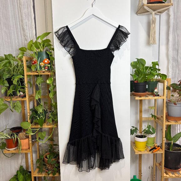 Cider Dresses & Skirts - Cider‎ Black Mini Dress with Ruffle Details Size Small